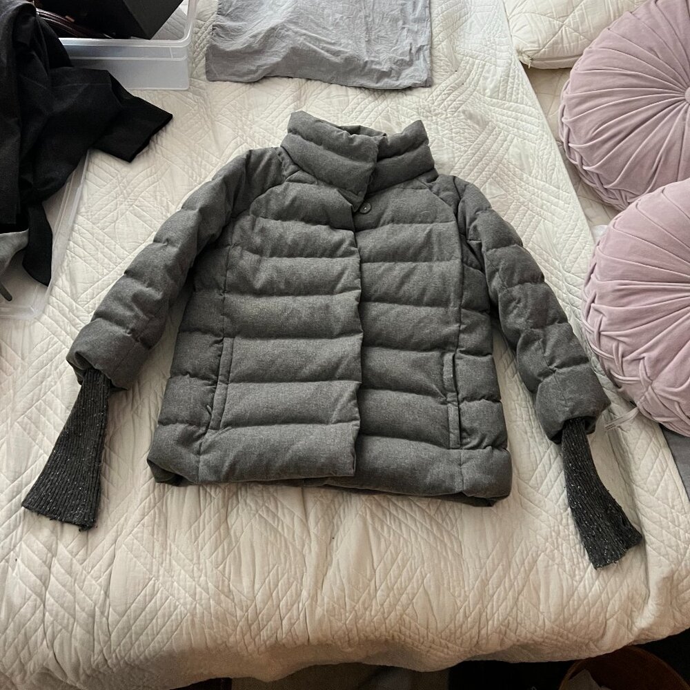 Lands' End gray puffer down jacket size 4